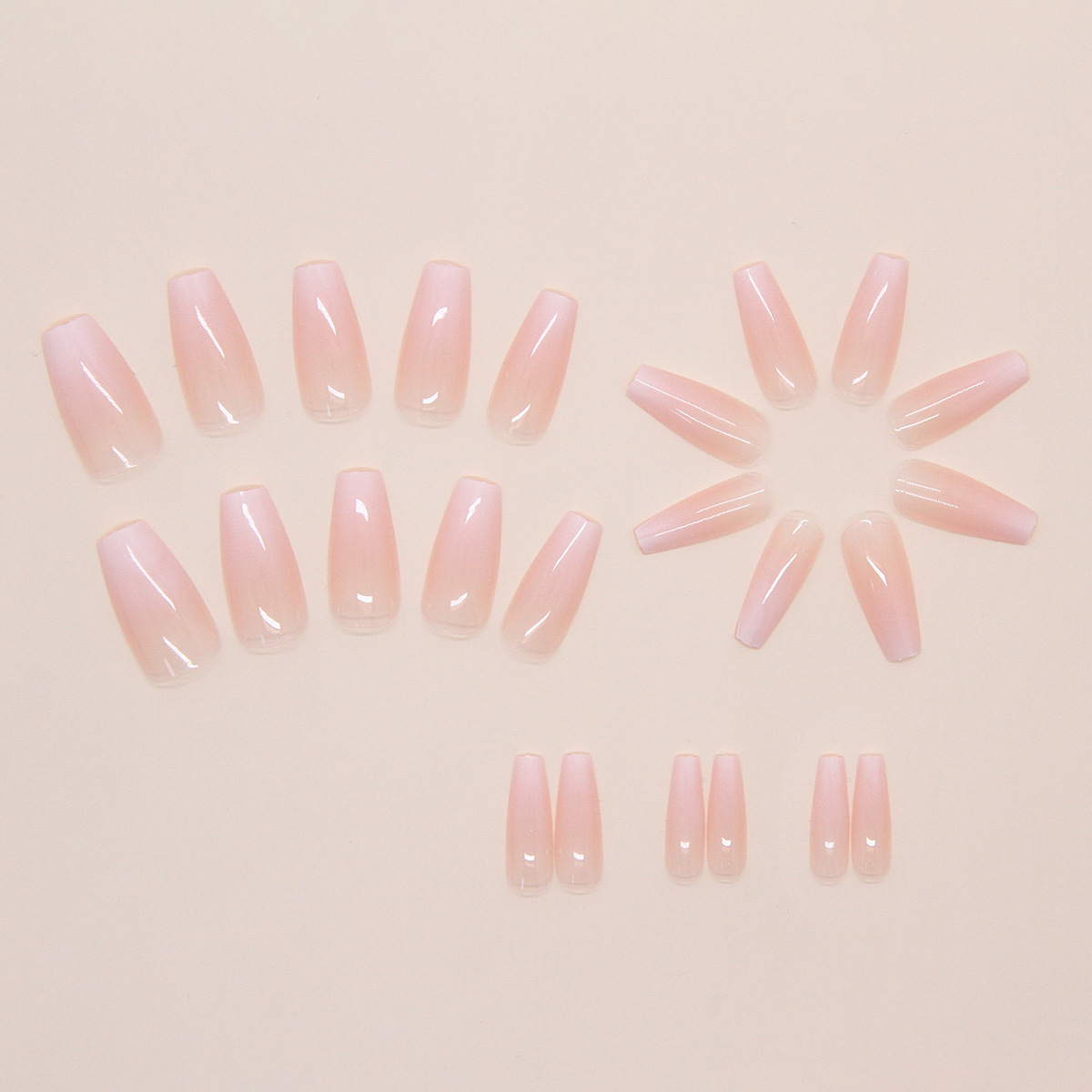 Wholesale of wearable nail art patches, long ballet nail, pink and simple gradient color false nails, 24 pieces with gradient pic 25