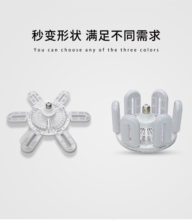 U型6叶灯LED折叠叶子灯E27螺口飞碟灯宽压遥控调光风扇灯可调光详情3