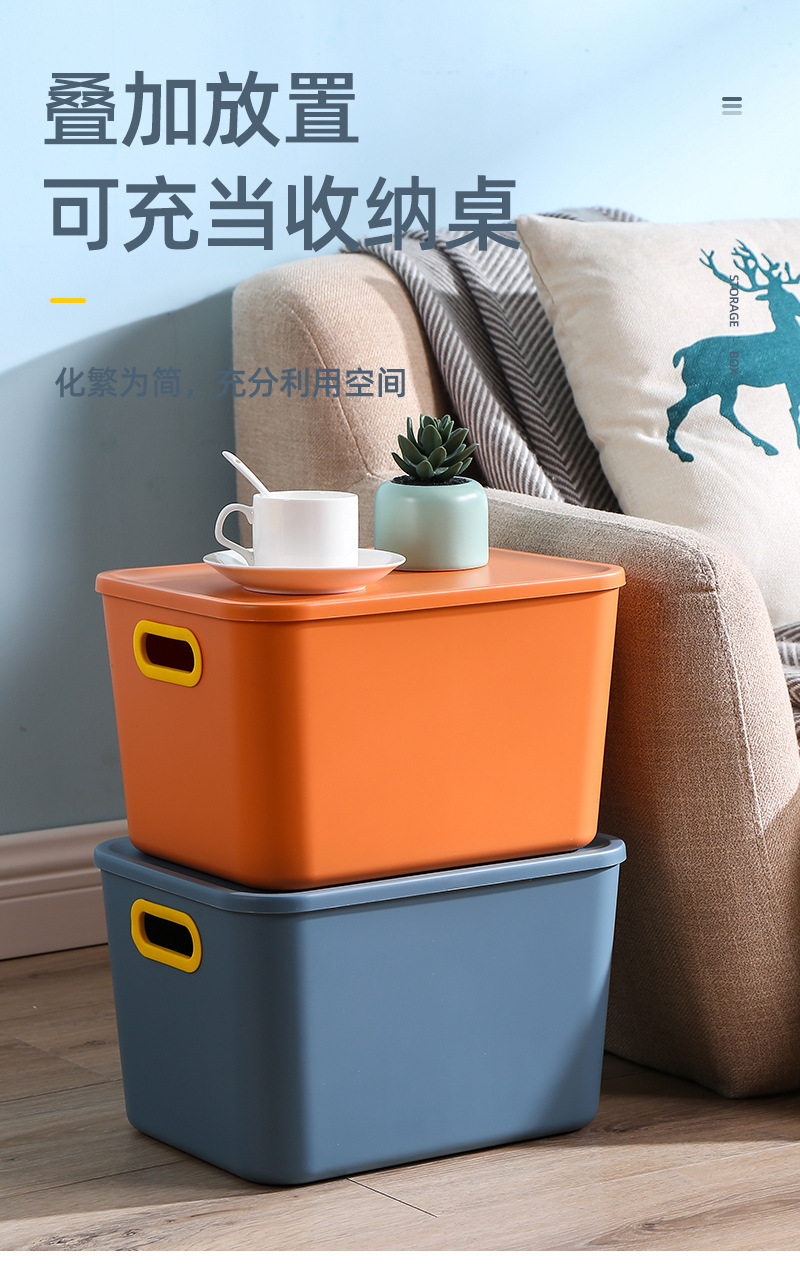 桌面收纳盒零售化妆品杂物收纳筐厨房带把手整理盒塑料储物盒子详情25