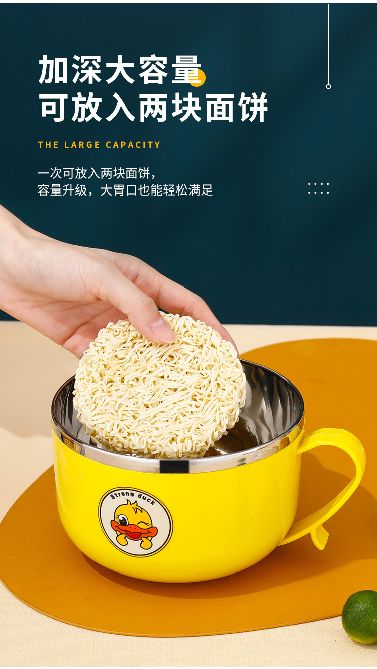 A free shipping instant noodle bowl made of 304 stainless steel with a lid, a large instant noodle bowl, a portable lunch box for student dormitories pic 6