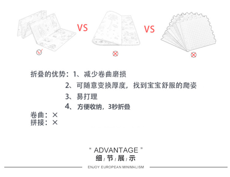 厂家直销XPE爬行垫宝宝婴儿折叠爬爬垫1.8米*2米加厚儿童游戏垫详情6