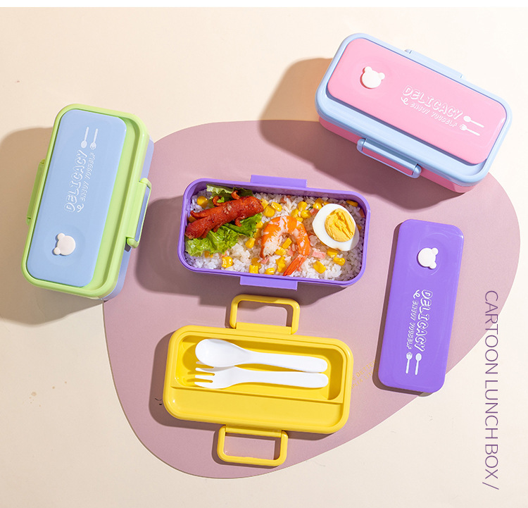 亚马逊儿童卡通饭盒可微波炉加热便当盒小学生塑料饭盒儿童午餐盒详情11
