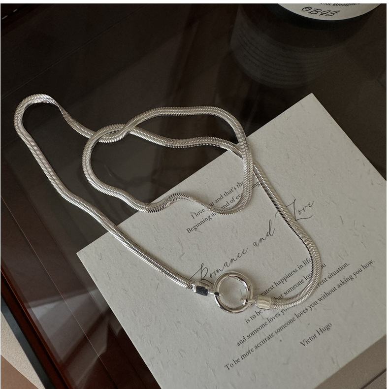 S925 sterling silver Korean version niche design snake bone necklace, Korean style simple and retro collarbone chain wholesale pic 14