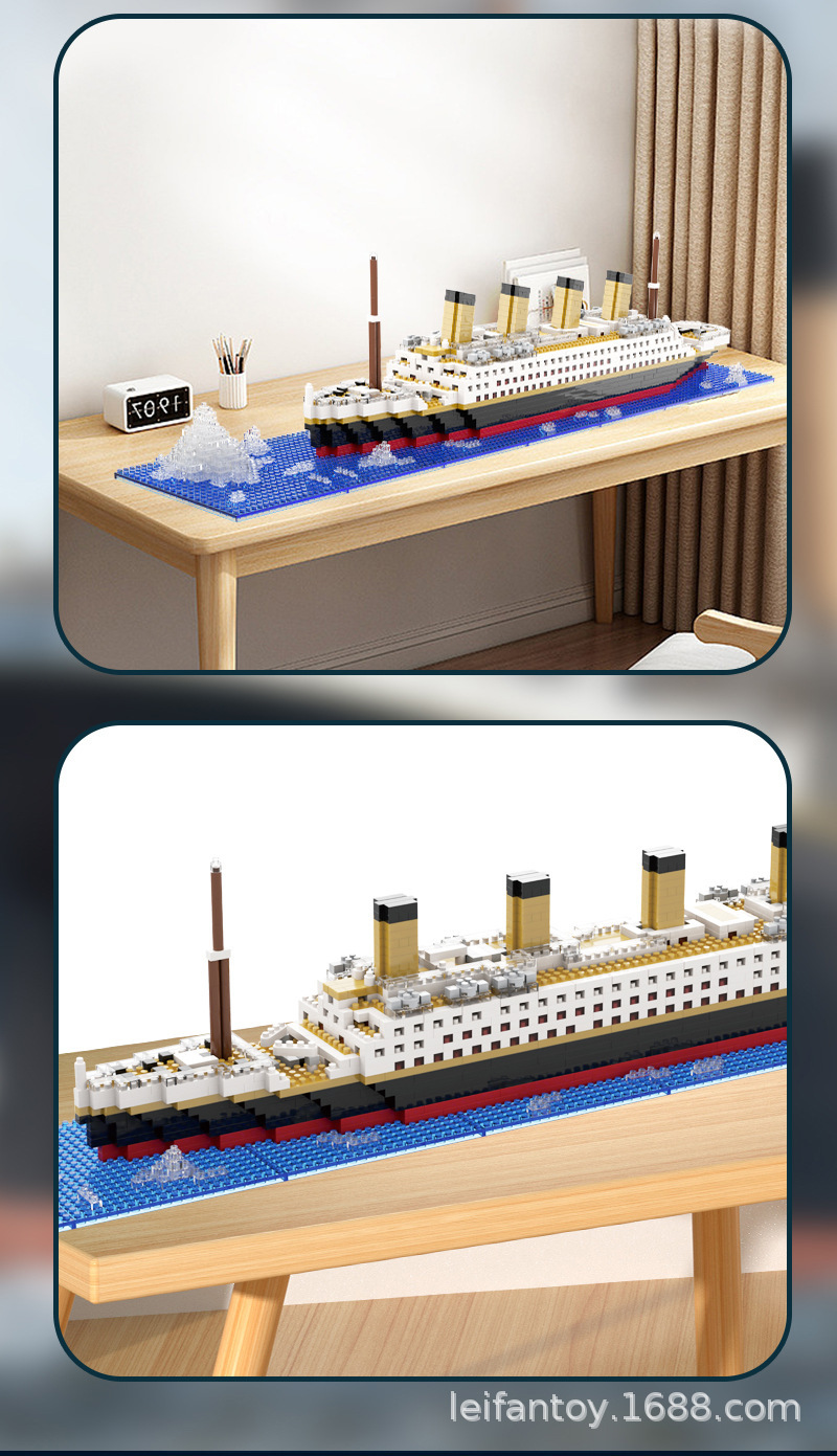跨境爆款冰山泰坦尼克号积木拼装玩具巨型男孩女孩益智力邮轮模型详情6