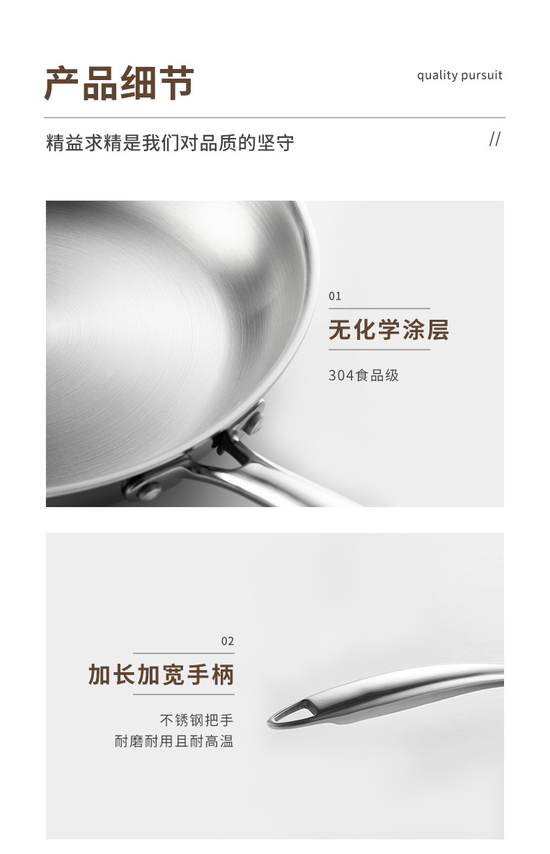 一件加LOGO加厚304不锈钢平底锅家用无涂层煎锅物理不沾煎牛排锅详情4