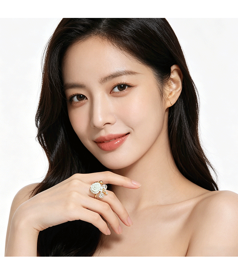 Forest-themed spring/Summer thin camellia open ring, a niche design with a sense of high-end luxury, a new 2026 ring pic 6
