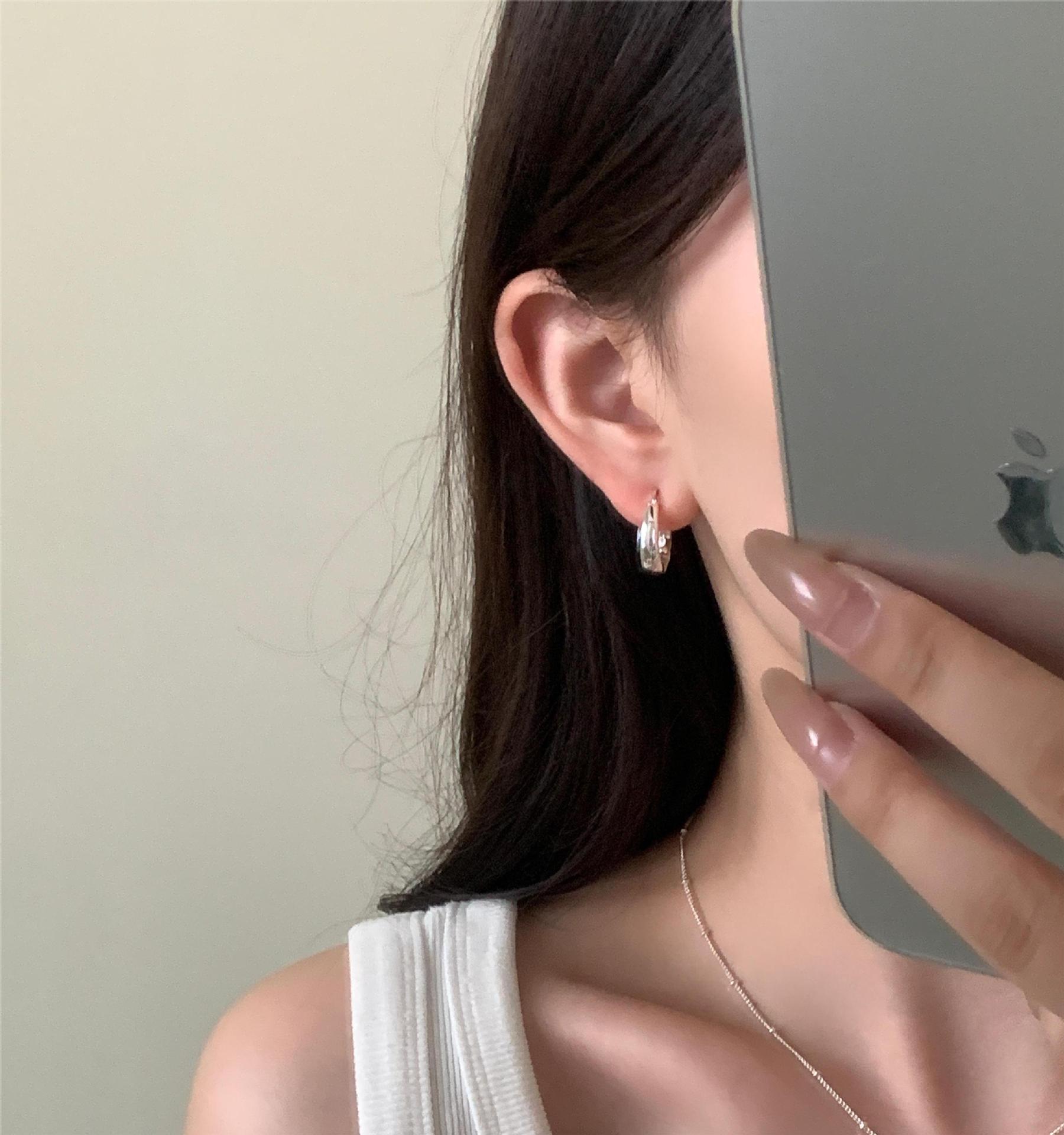 新款冷淡风不规则耳环百搭设计感轻奢气质小众高级秋冬金属耳饰品详情5