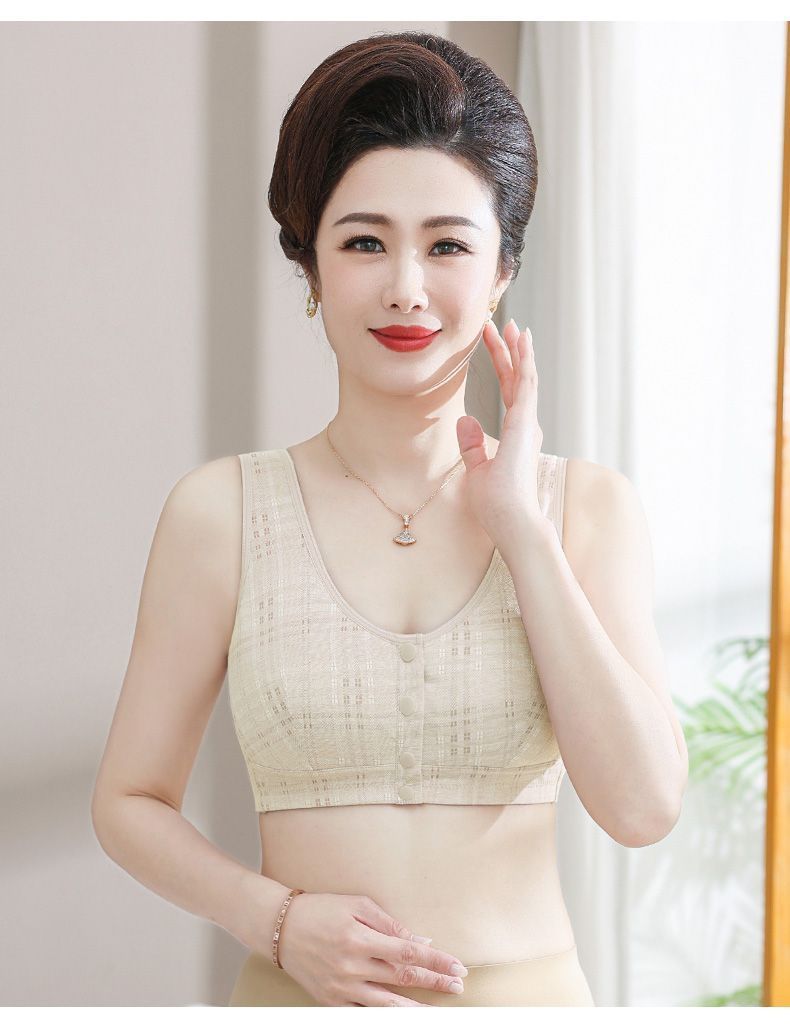 中年妈妈女士内衣中老年人纯棉前扣文胸前开扣新款无痕内衣超轻薄详情16
