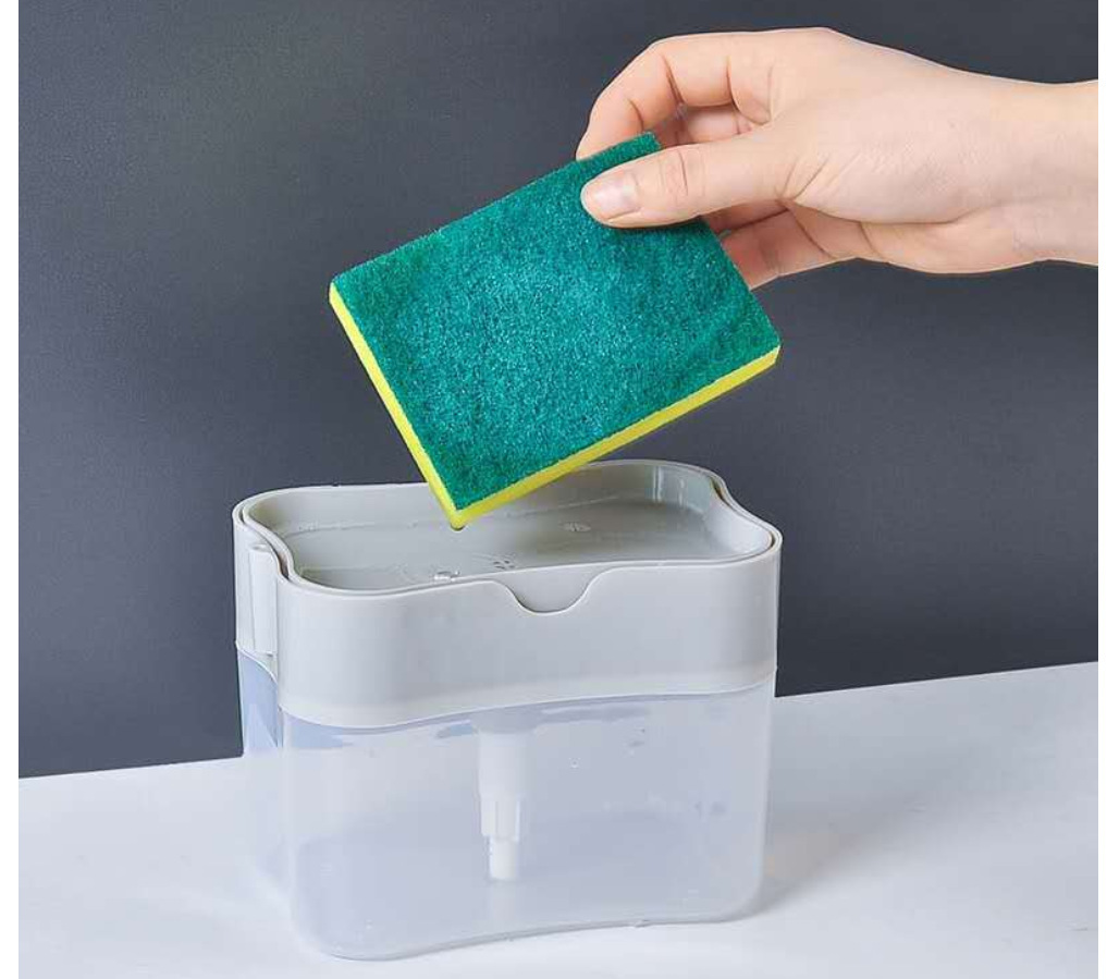 Kitchen soap dispenser, automatic liquid addition, press-type automatic liquid dispensing box, scouring pad, dishwashing and scrubbing soap liquid box pic 2