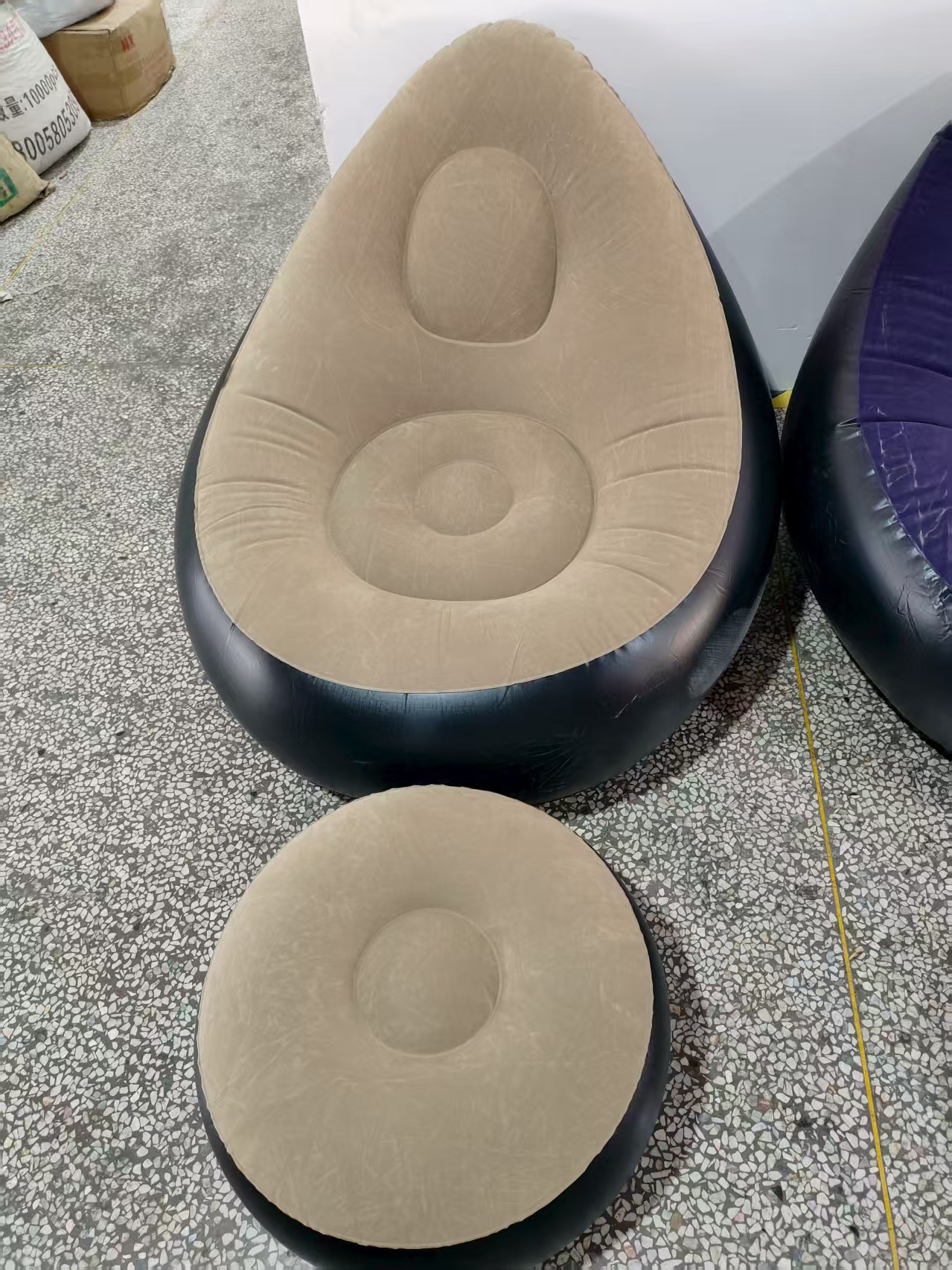 Cross-border flocking inflatable sofa, foldable lounge chair, outdoor sofa with footrests, combination lazy sofa, backrest lounge chair pic 8