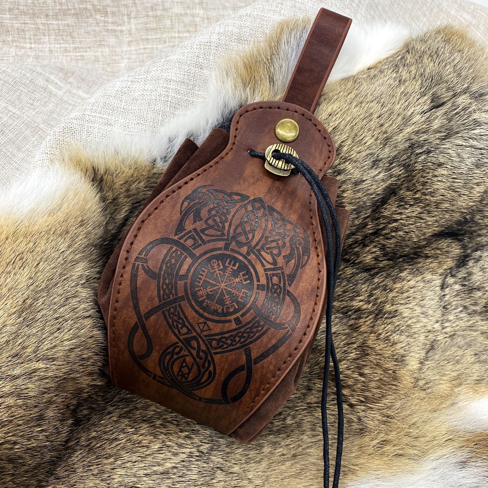 Cross-border multi-platform best-selling Vikings style medieval pocket bags that can be hung with belts, retro waist bags pic 7