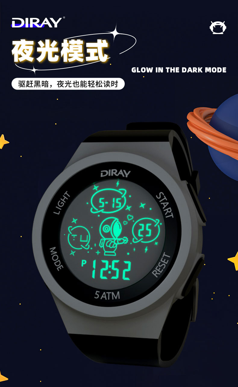 Round electronic watch for men, waterproof luminous sports led watch, trendy ethnic student artistic electronic watch for men pic 5