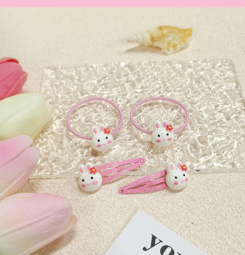 【可以】新款卡通儿童发夹发绳套装女童高弹不伤发发绳糖果色发夹详情11