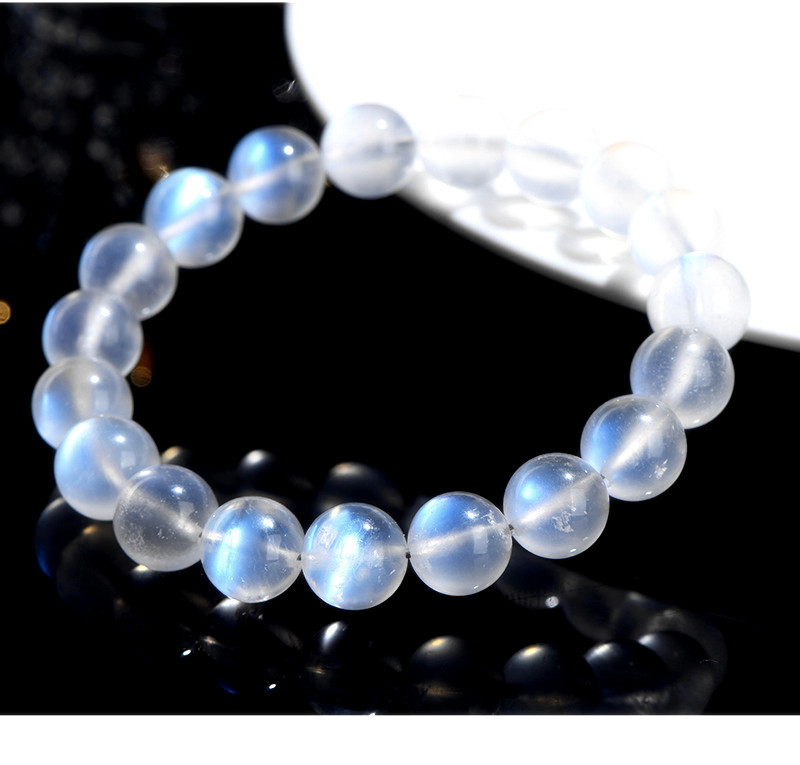 久雅水晶 天然奶油体蓝月光手链 清新蓝色月光石手链 厂家直销详情14