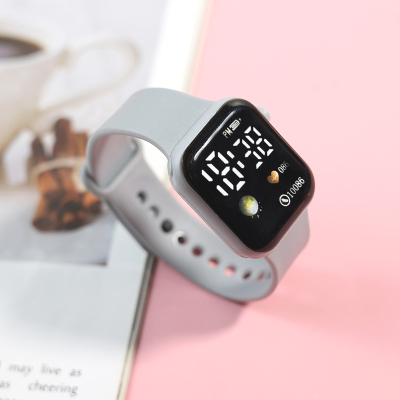 The new push-button Earth sports watch Y1LED watch is a simple square and trendy student promotional gift watch pic 4