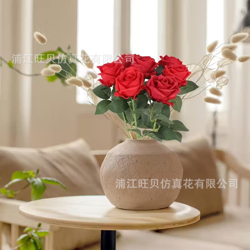 仿真绢布玫瑰花婚庆装饰仿真花七夕拍摄道具家居装饰单支假花玫瑰详情2