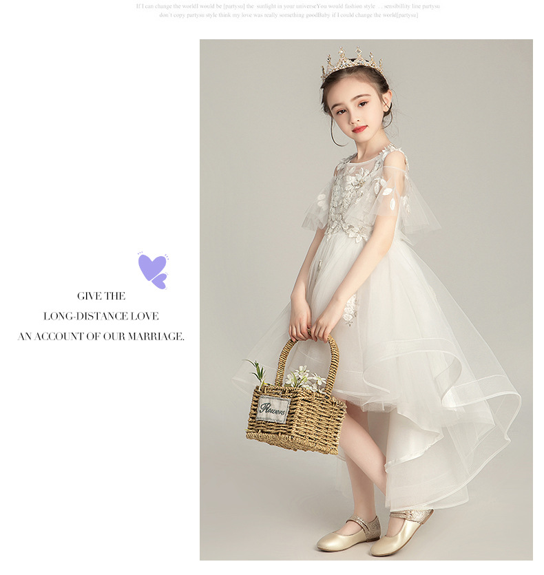 女童礼服洋气公主裙花童白纱婚纱裙主持人小女孩钢琴演出儿童礼服详情19