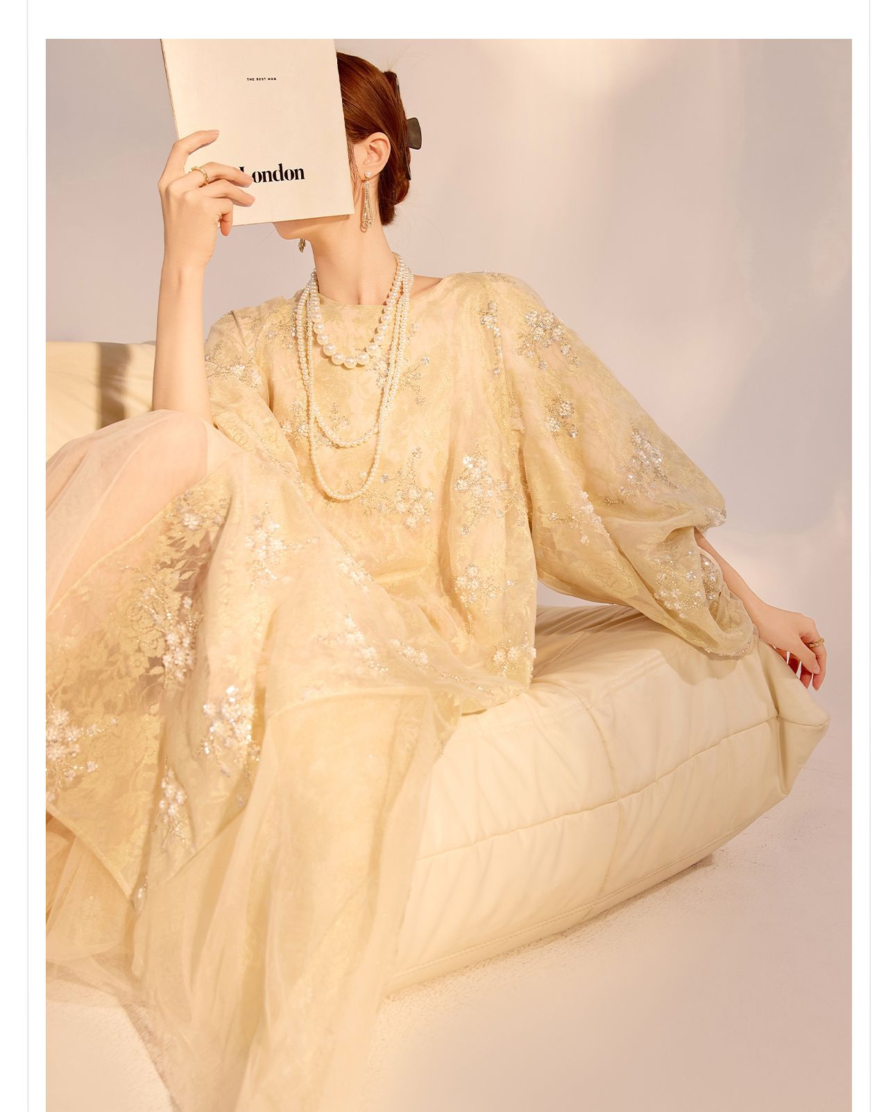 New Chinese-style high-end flower beaded embroidery dress, national style 2025 light luxury design sense elegant long dress N2034 pic 6