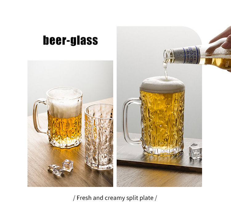 Wholesale glass cups with handles, household cups with handles, large-capacity draft beer cups, commercial beer mugs with handles, and tea cups pic 11