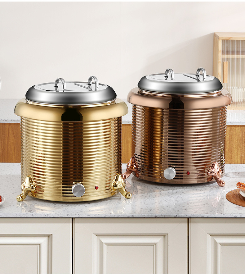 Stainless steel electric warm soup pot, commercial electronic insulated soup pot, hotel buffet electric heating warm soup stove pic 17