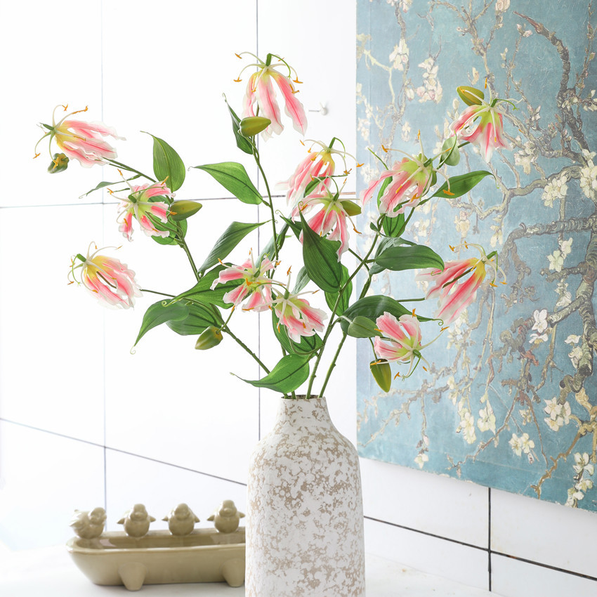 Artificial flowers, flame lilies, artificial flowers, Jialan modern home decoration model room, wedding photography, silk flowers, cross-border wholesale, artificial plants pic 6