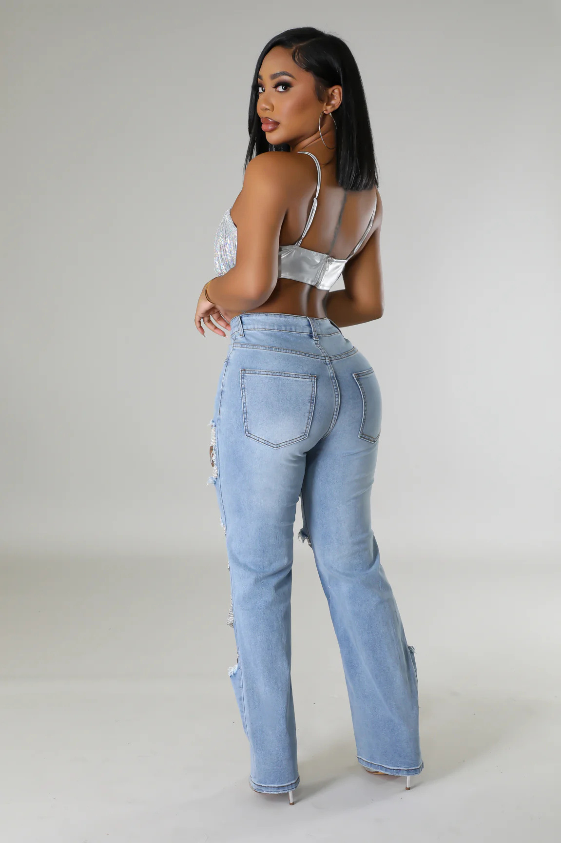 INS amazon aliexpress europa y Estados Unidos crossover 2026 big broach jeans mujer cadena de cuentas cadena colgante accesorios pantalones de corte recto pic 21