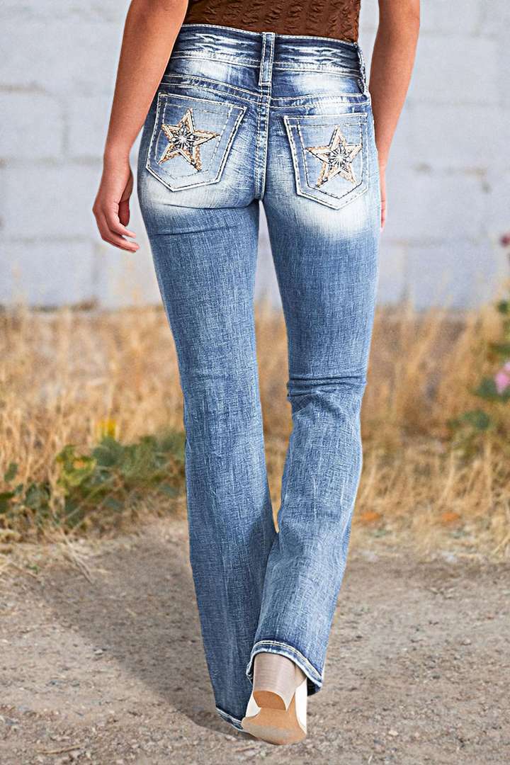 Aliexpress Cross-border Europe and America 2025 Spring New Embroidered jeans for women, high-quality straight-leg slimming stretch pants pic 10