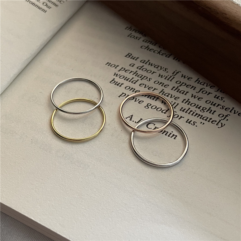 Wholesale S925 sterling silver aperture rings for women, 1.2mm to 1mm fine rings, fashionable band rings, and ring finger joint rings from the manufacturer pic 10