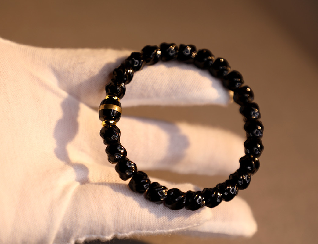 7*6mm premium Indonesian black gold coconut shell twisted bracelet, 108 handcrafted coconut shell bucket beads and Buddhist prayer beads pic 18
