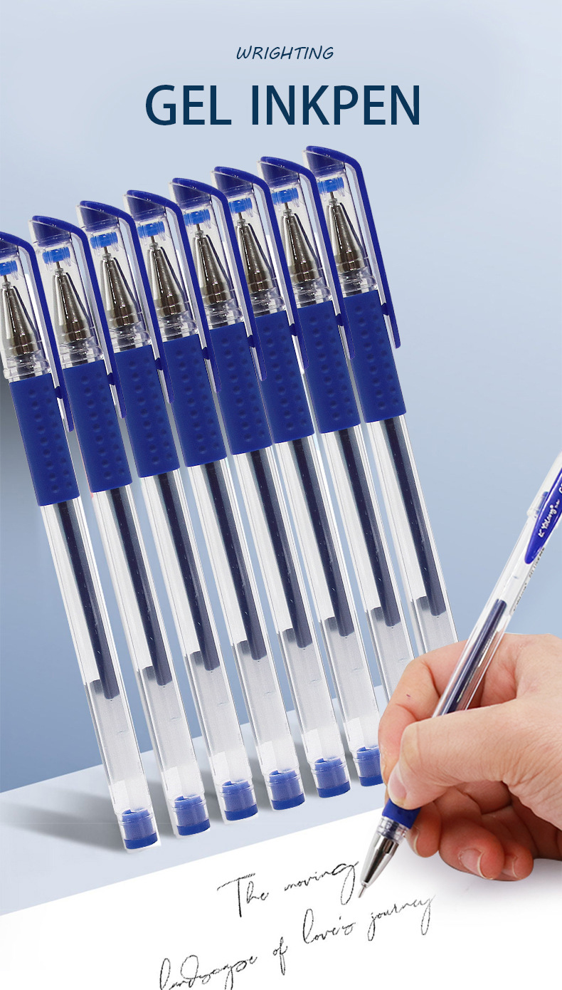 Yalong Cross-border best-selling simple blue 0.5mm gel pen, high-quality school office plastic pen pic 1