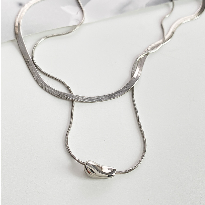 2024新款双层叠戴高品质铜镀18k金锁骨链轻奢个性小众设计蛇骨链详情5