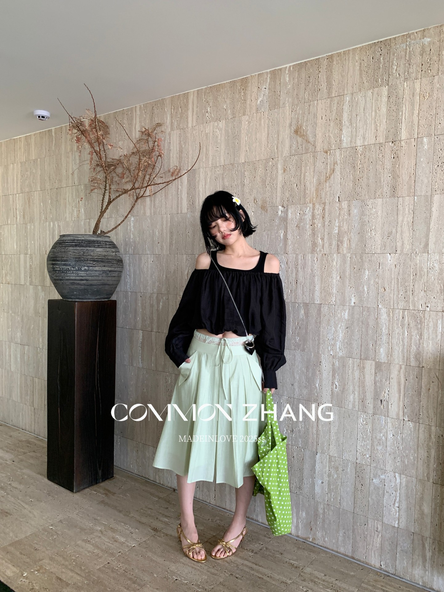 CZ ZHANG Summer French lace-up waist Tencel solid color low-waist A-line pleated skirt B22859 pic 8