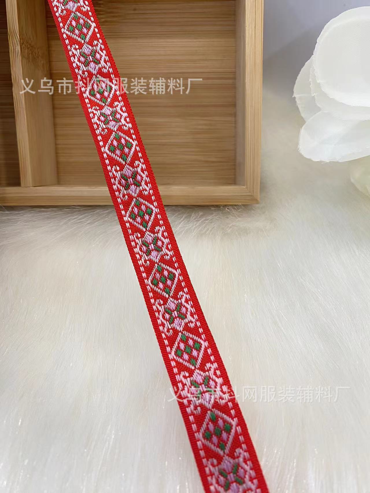 1.0-1.7厘米大红色中国风喜庆织带蝴蝶结少数民族服装辅料批发详情47