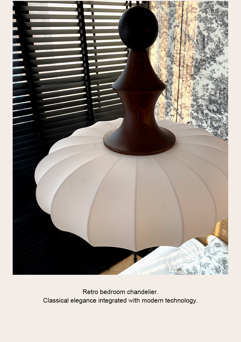 Zhaoying Bamboo Joint retro vintage bedroom chandelier, log style dining room lamp, high-end room solid wood wabi-sabi style lamp pic 17