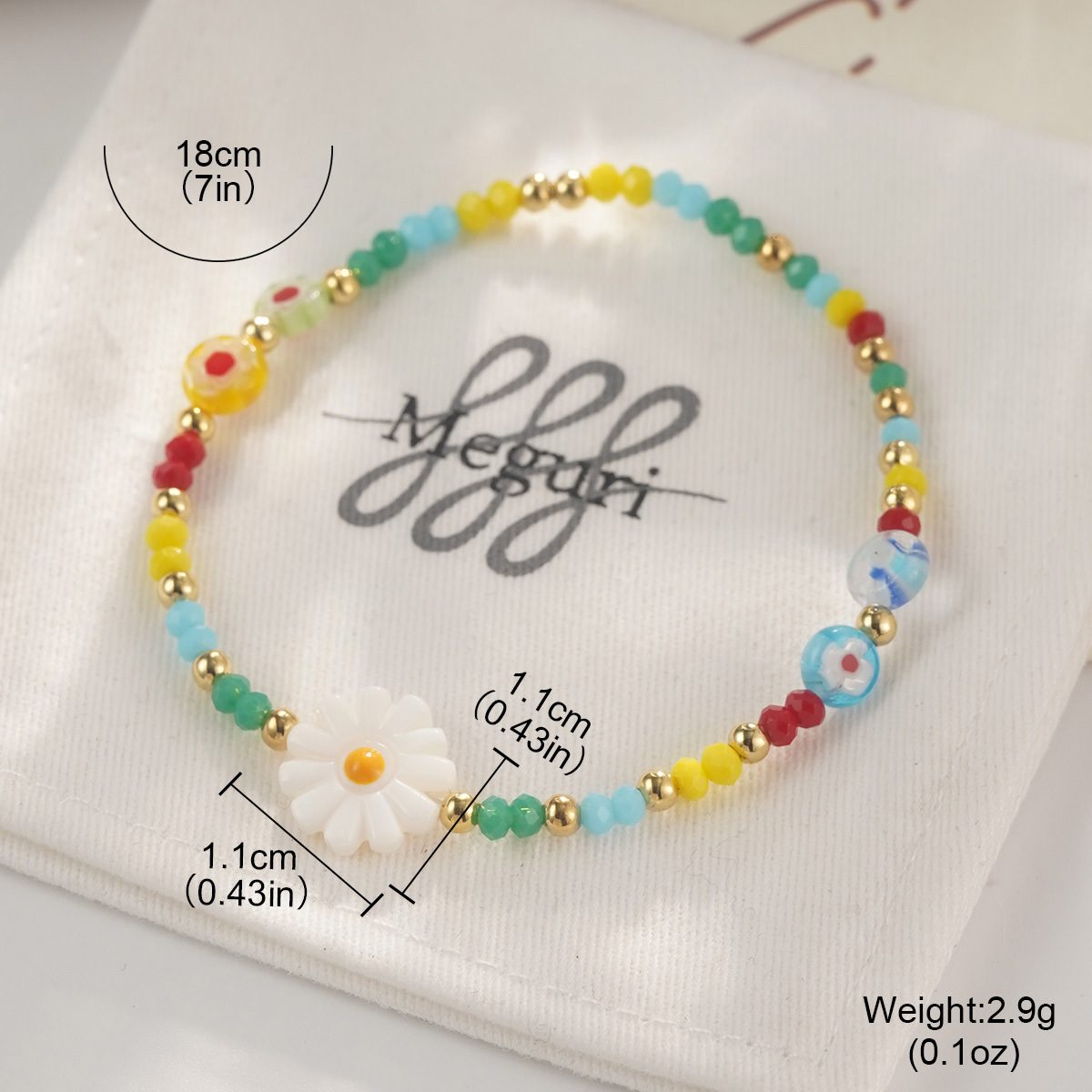 Summer dopamine heart-shaped flower beaded InS-style niche smiley face emoji simple and sweet bracelet for women pic 30