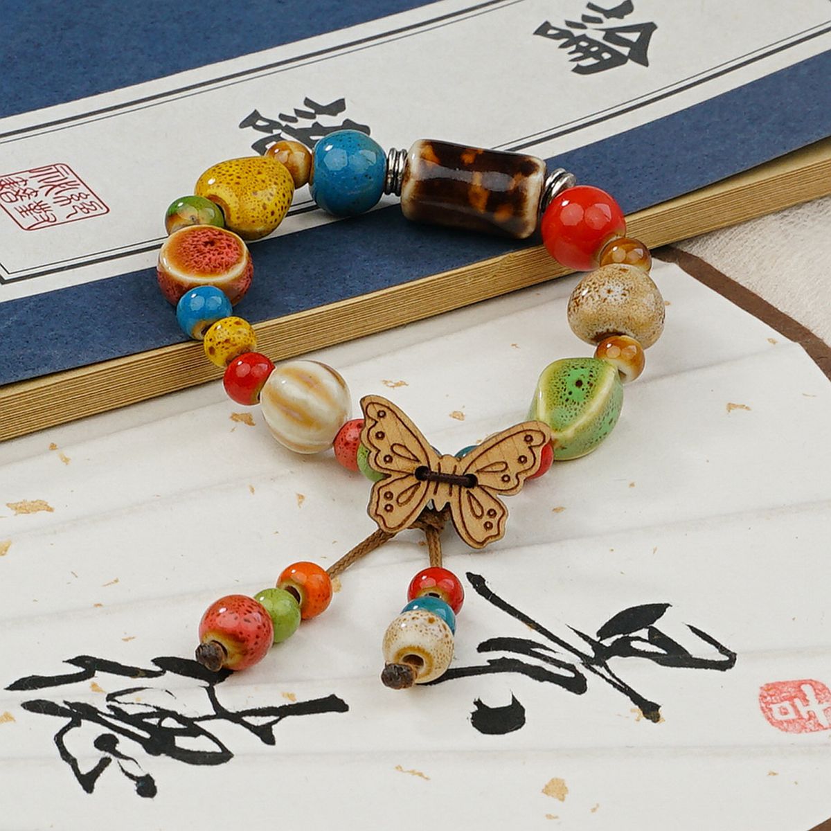 Ethnic-style ceramic beaded bracelet for women, light luxury and high-end feel, new Chinese-style retro bracelet, couple and best friend jewelry pic 4