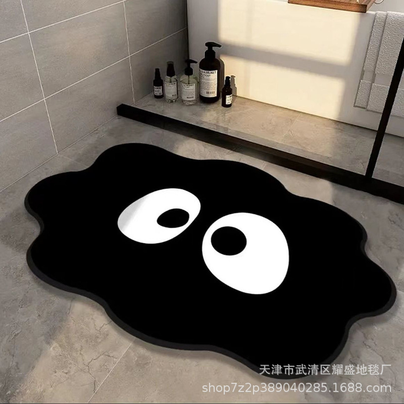 卡通大眼睛卫生间厕所门口防滑垫家用浴室吸水速干垫软硅藻泥地垫详情1