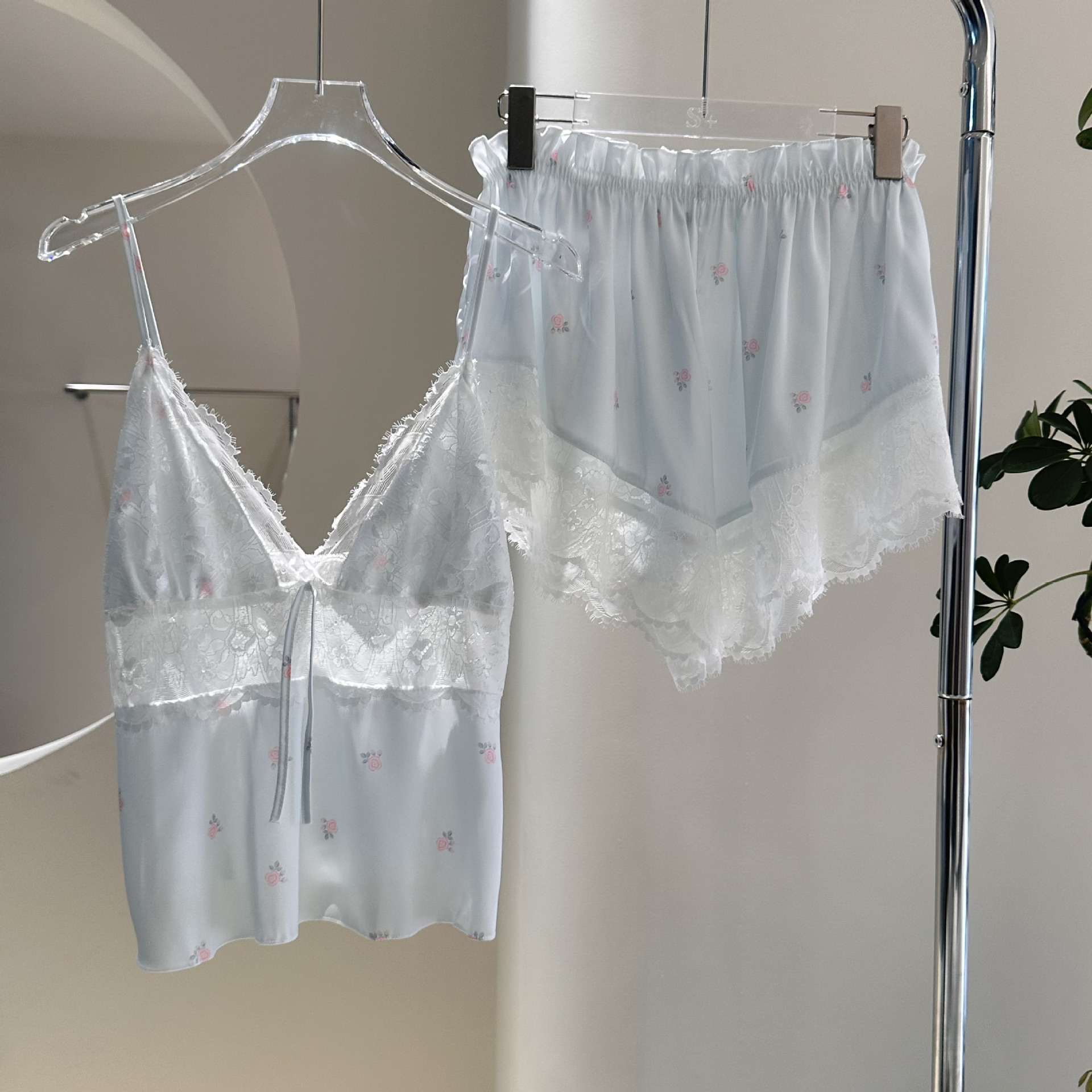 Ice silk pajamas for women, summer girls, pure desire, halter shorts, home wear set, pajama for women, pink and sexy home wear pic 20