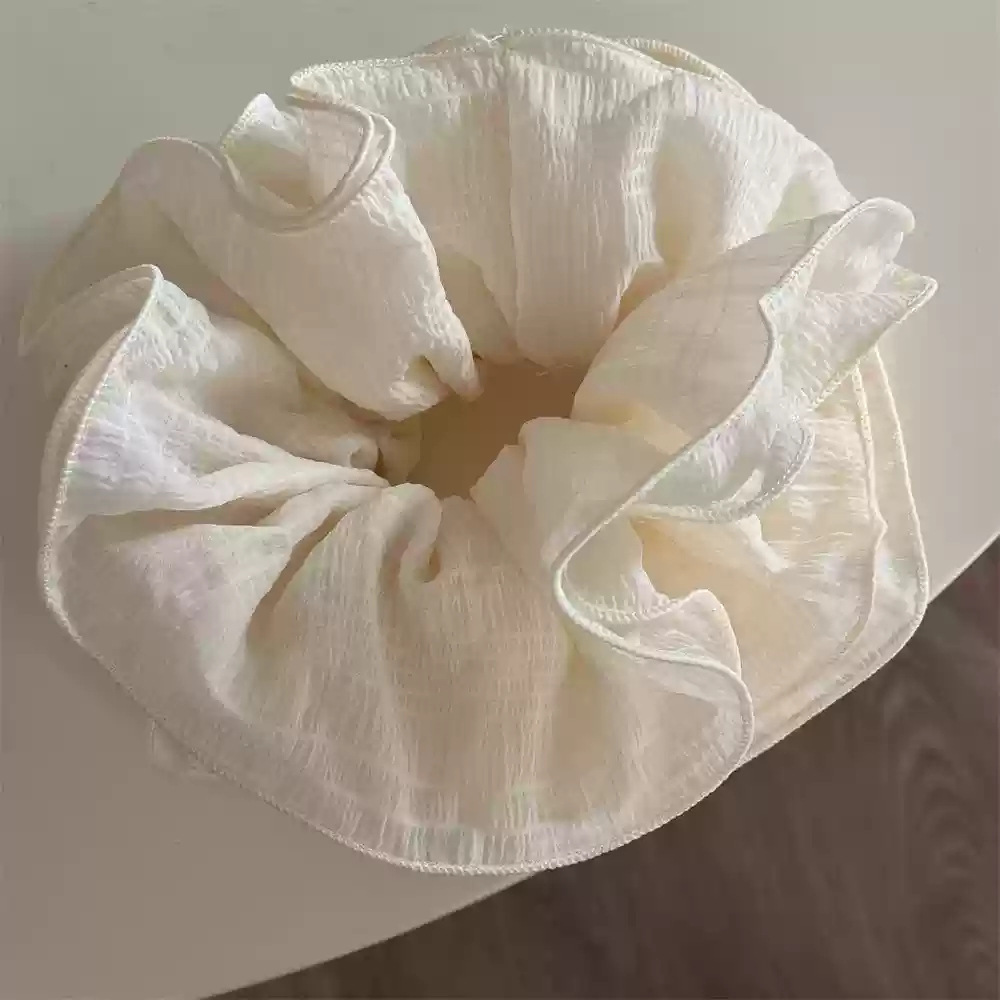 韩系糖果色网纱多层木耳边大肠圈头绳马尾发圈详情6