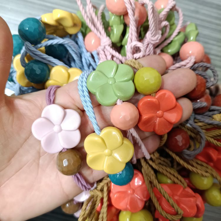 No. 136 Large flower hair tie, 100 yuan per bundle of flower hair tie, colorful hair tie, hair band, leather band, Korean style popular hair band, 1 yuan wholesale, 2 yuan supply pic 2