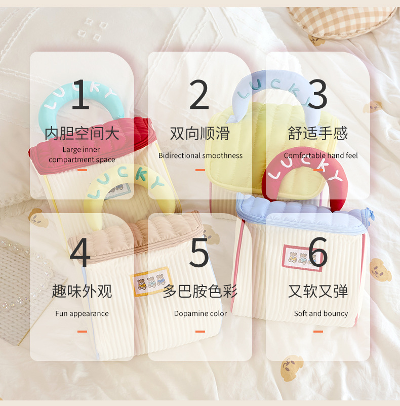 Cute house makeup bag, water-repellent polyester toiletry bag, travel portable handbag, large-capacity storage bag pic 2