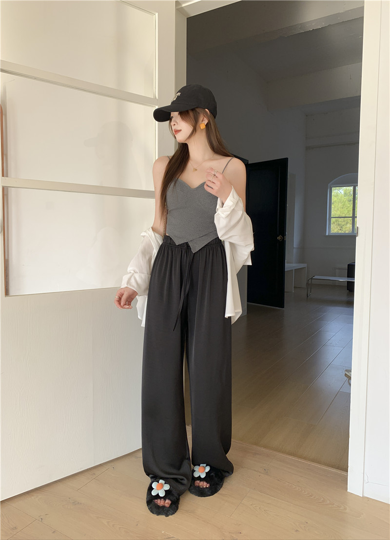 高腰松紧纵享丝滑珠光仿醋酸阔腿质感冰丝抽绳凉凉裤宽松阔腿裤女详情38