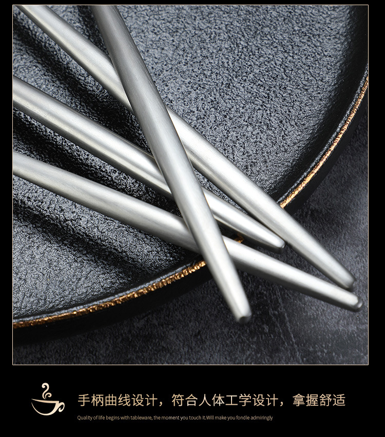 Island Qi 304 Stainless Steel Knife, fork and Spoon Restaurant Hotel Western Cuisine steak knife and fork Creative Portuguese knife, fork and spoon ins style pic 15