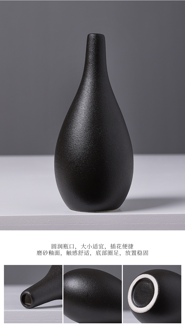 2025欧式黑色陶瓷花瓶摆件高级感酒店家居客厅玄关桌面插干花鲜花水培花器批发详情10