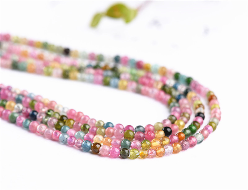 Jiuya Crystal Natural 7A Grade Small Particle Tourmaline Loose Beads Seven-color Tourmaline round Beads Ring Accessories wholesale pic 13