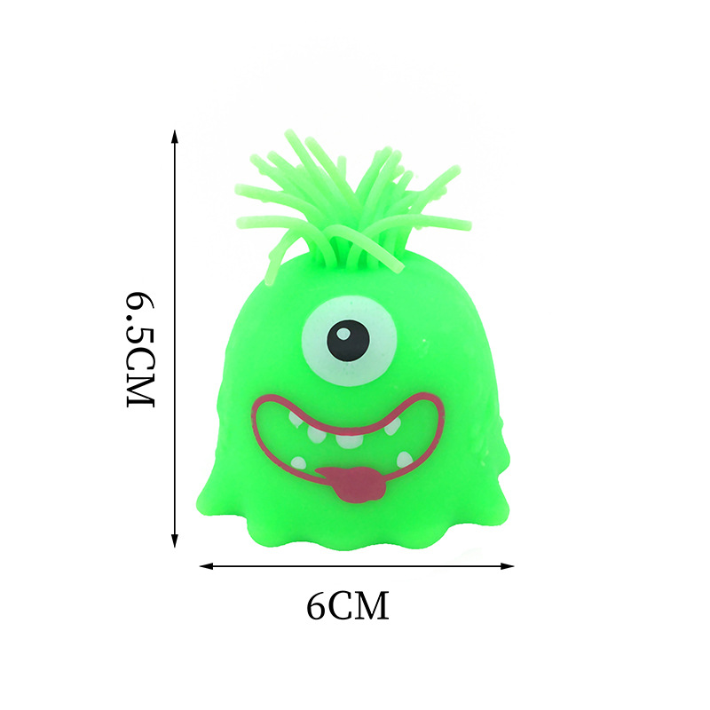 Cross-border Douyin Hair-pulling Monster Pinching Fun Toy TPR soft rubber stress-relieving toy Little Monster Head Hair Toy pic 6