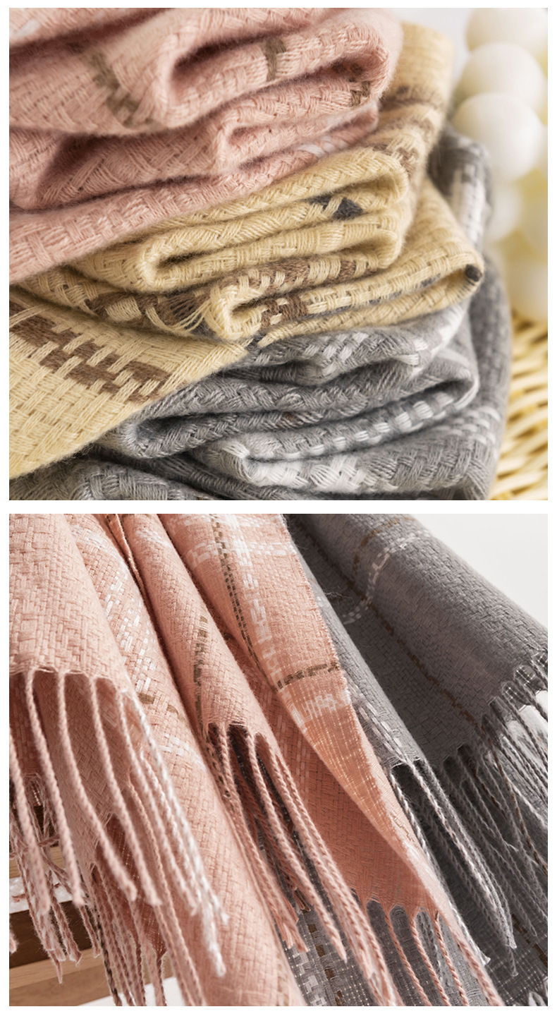 清新甜美仿羊绒围巾批发韩版韩式围巾优雅气质披肩保暖防寒围脖详情15