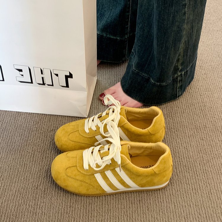 复古红色德训鞋女款小白鞋2025新款休闲板鞋运动厚底阿甘鞋详情12