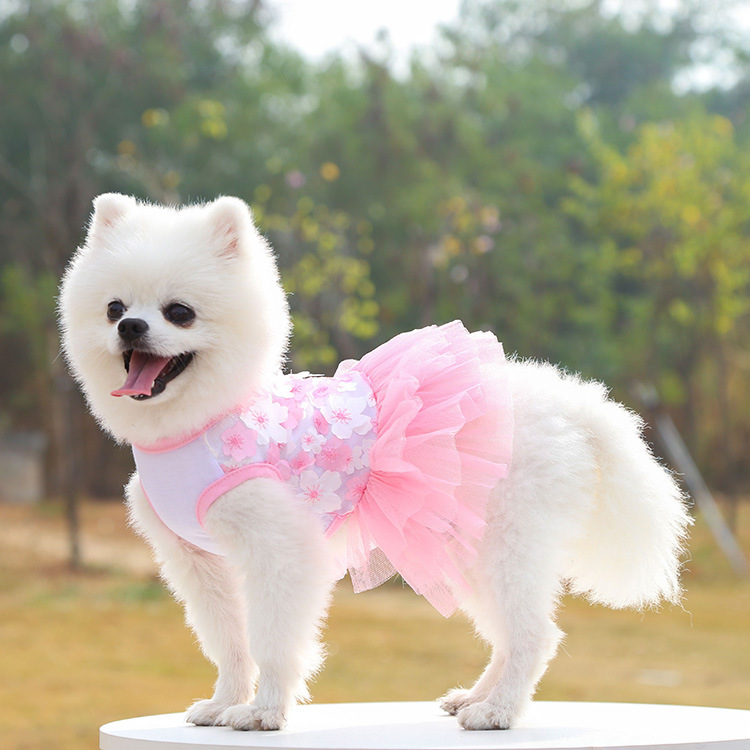 Pet dog, cat, Teddy, bichon Frise, peach blossom skirt, clothes, dog clothing, pet supplies manufacturer wholesale fashionable, comfortable and cute pet skirts pic 7
