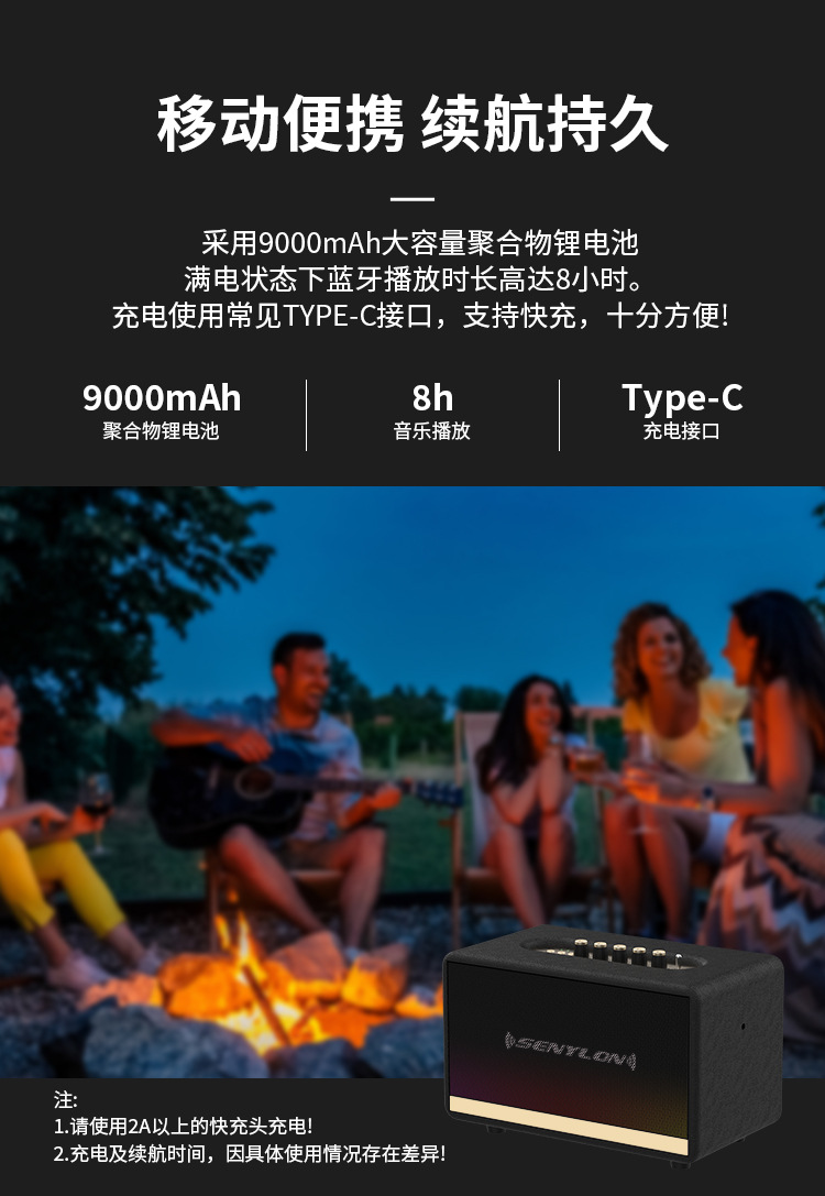 复古皮革木质蓝牙音响重低音高音质立体声家用客厅环绕K歌音箱详情7